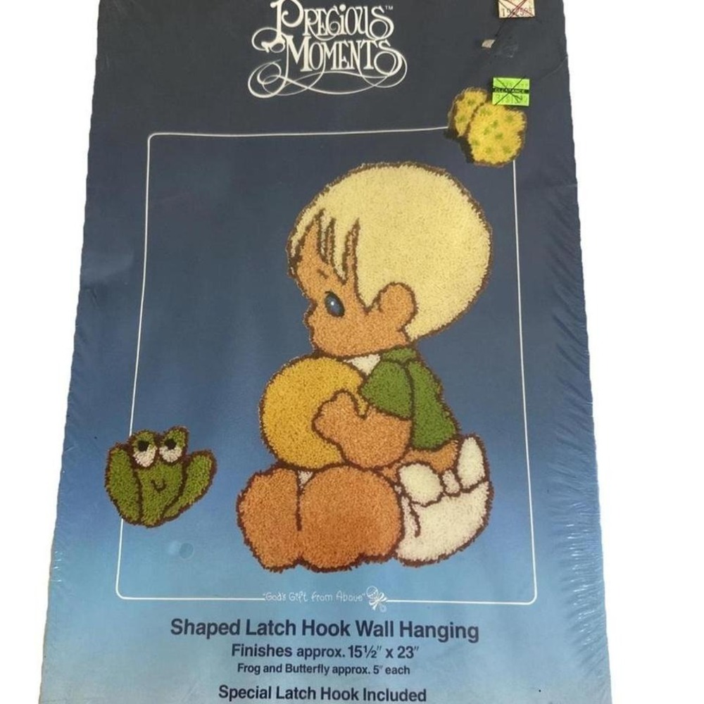 Precious Moments Latch latch Hook Gods Gift From Above Frog Butterfly 15.5x23'